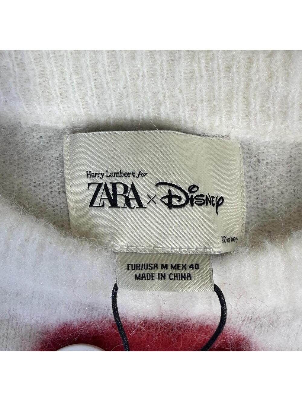 Zara x Disney x Harry Lambert Polka Dot Sweater Mens Medium Cream Alpaca Fuzzy - Picture 4 of 8